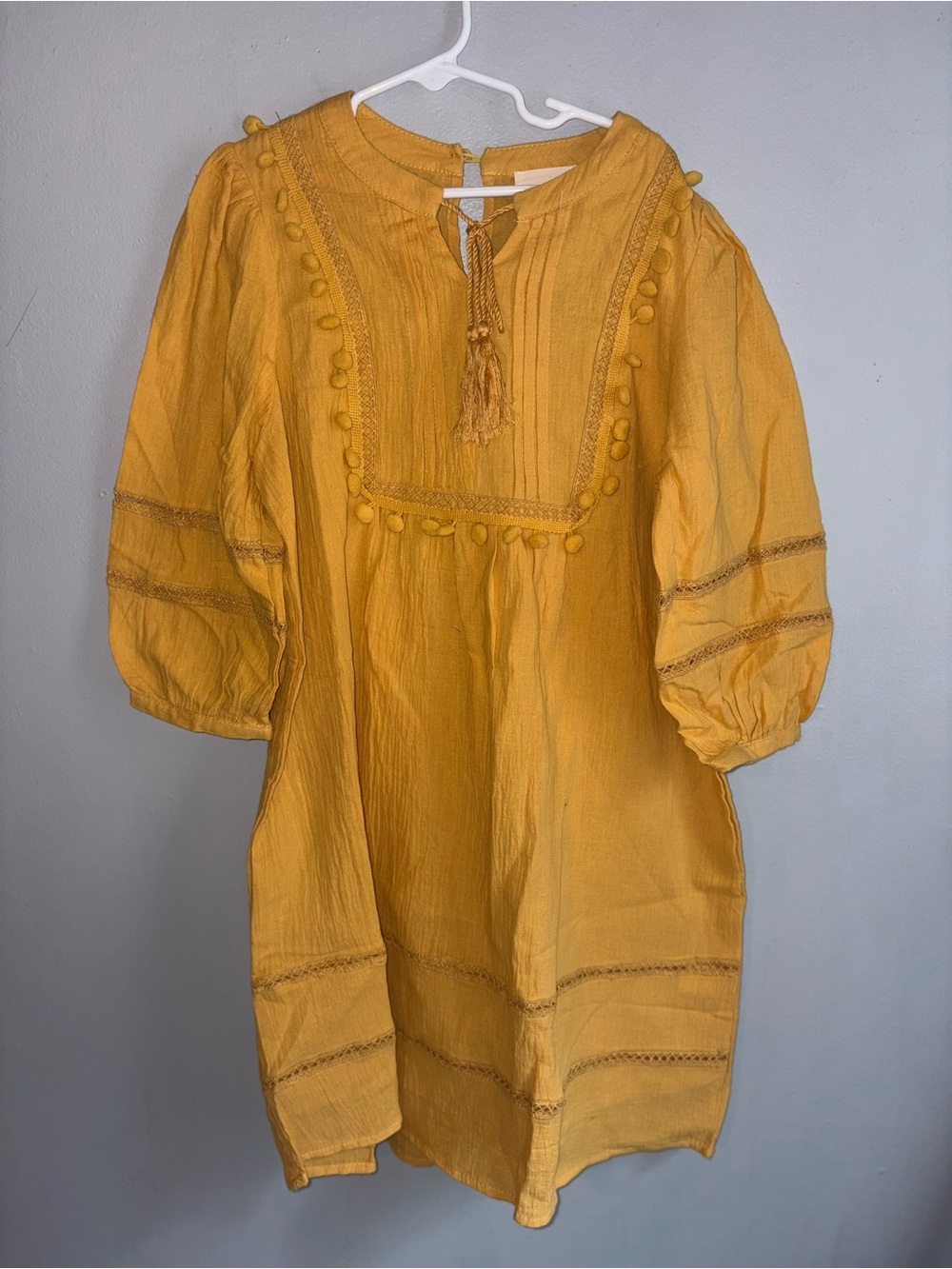 Hayden Girls Mustard Yellow Pom-Pom Tassel A-Line Dress